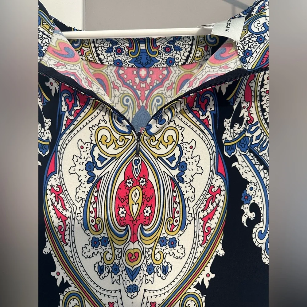 DONNA MORGAN size 10, Elegant NAVY BLUE Paisley Dress. NWT!!! - Picture 3 of 7